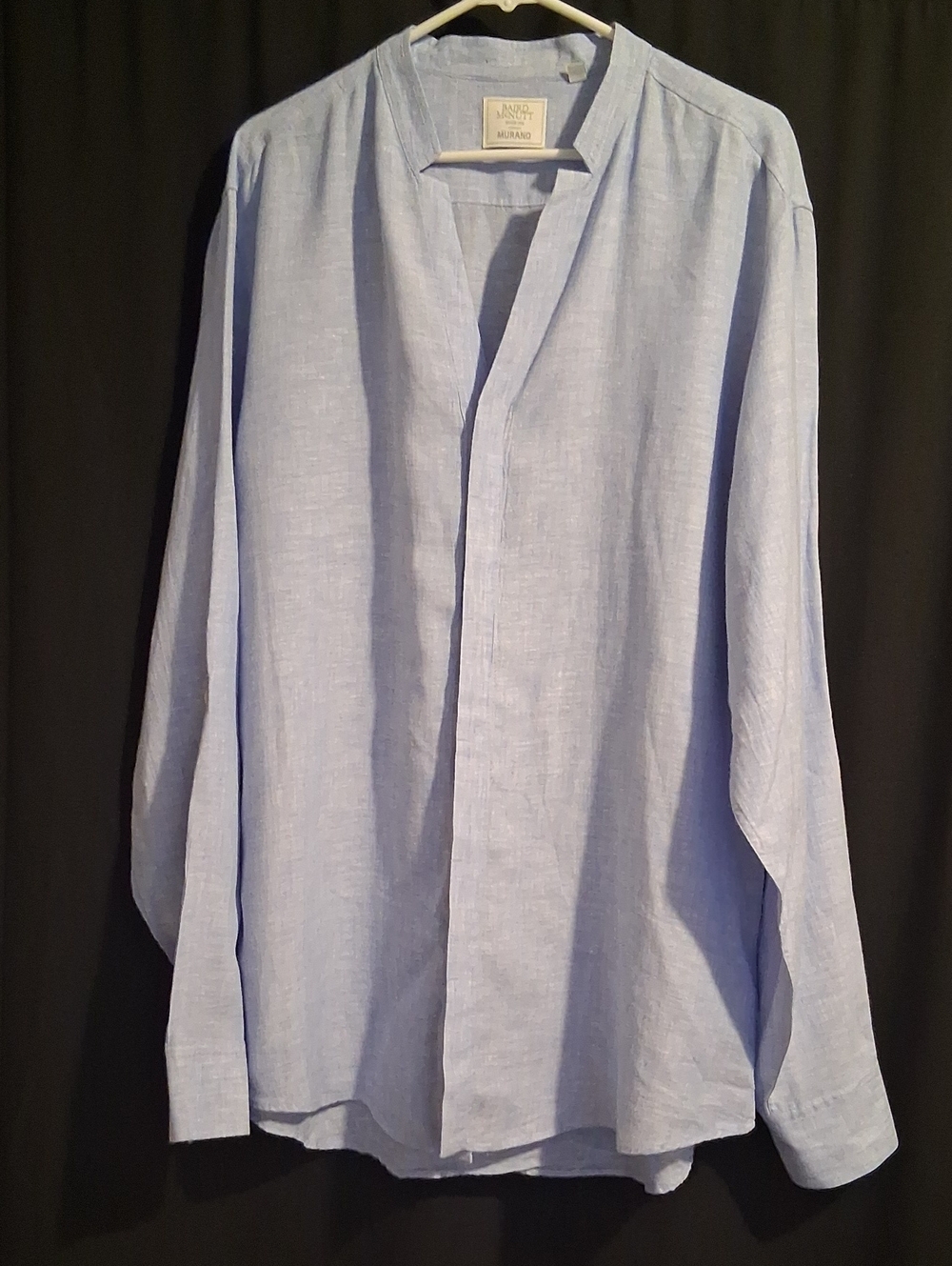 Baird McNutt Murano Men’s Linen Shirt XLT Blue Long Sleeve Roll Tab Button